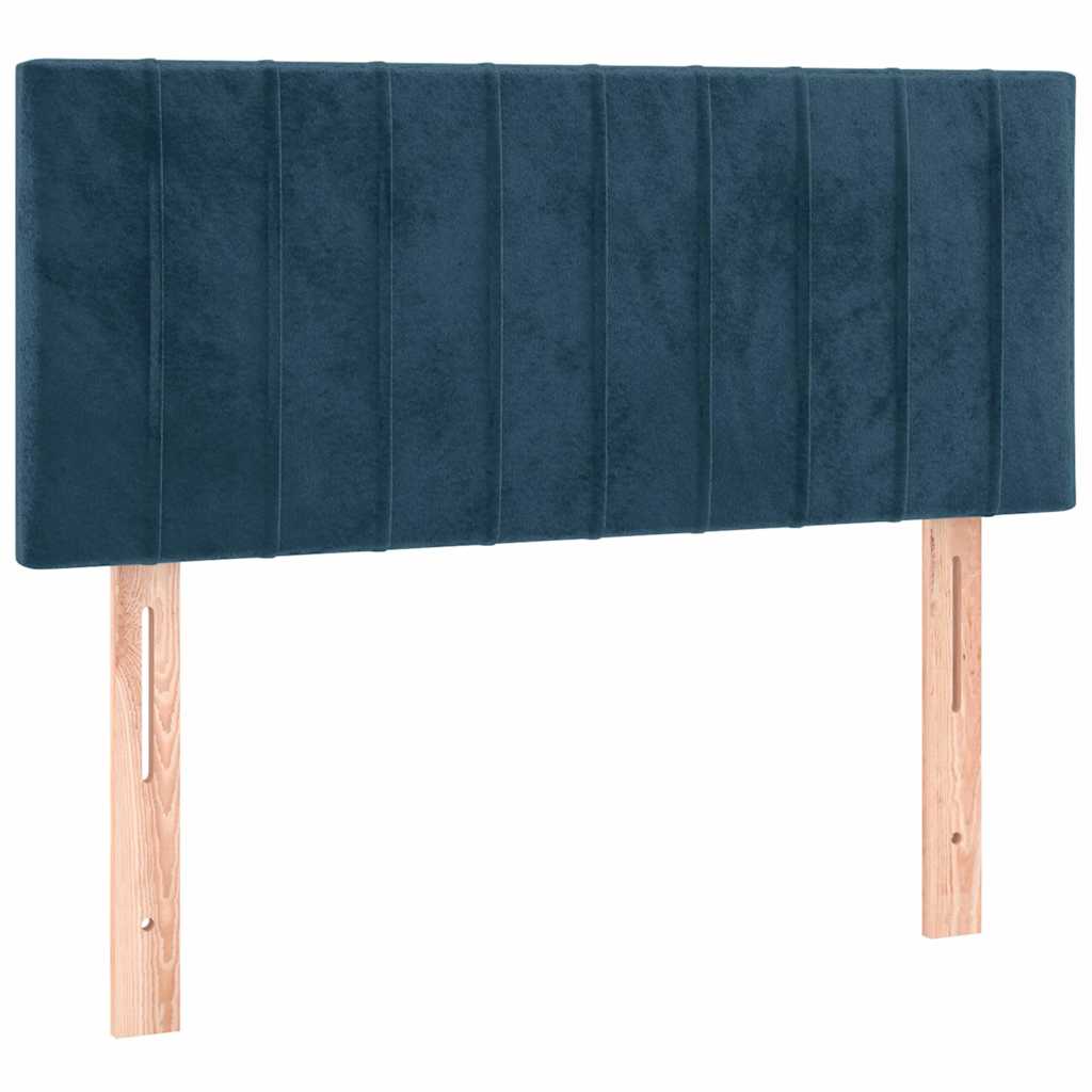 vidaXL Łóżko kontynentalne, materac i LED, niebieski aksamit 90x190 cm