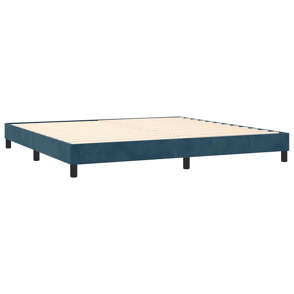 vidaXL Łóżko kontynentalne, materac i LED, niebieski aksamit 200x200cm