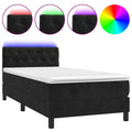vidaXL Łóżko kontynentalne z materacem i LED, czarny aksamit 80x200 cm