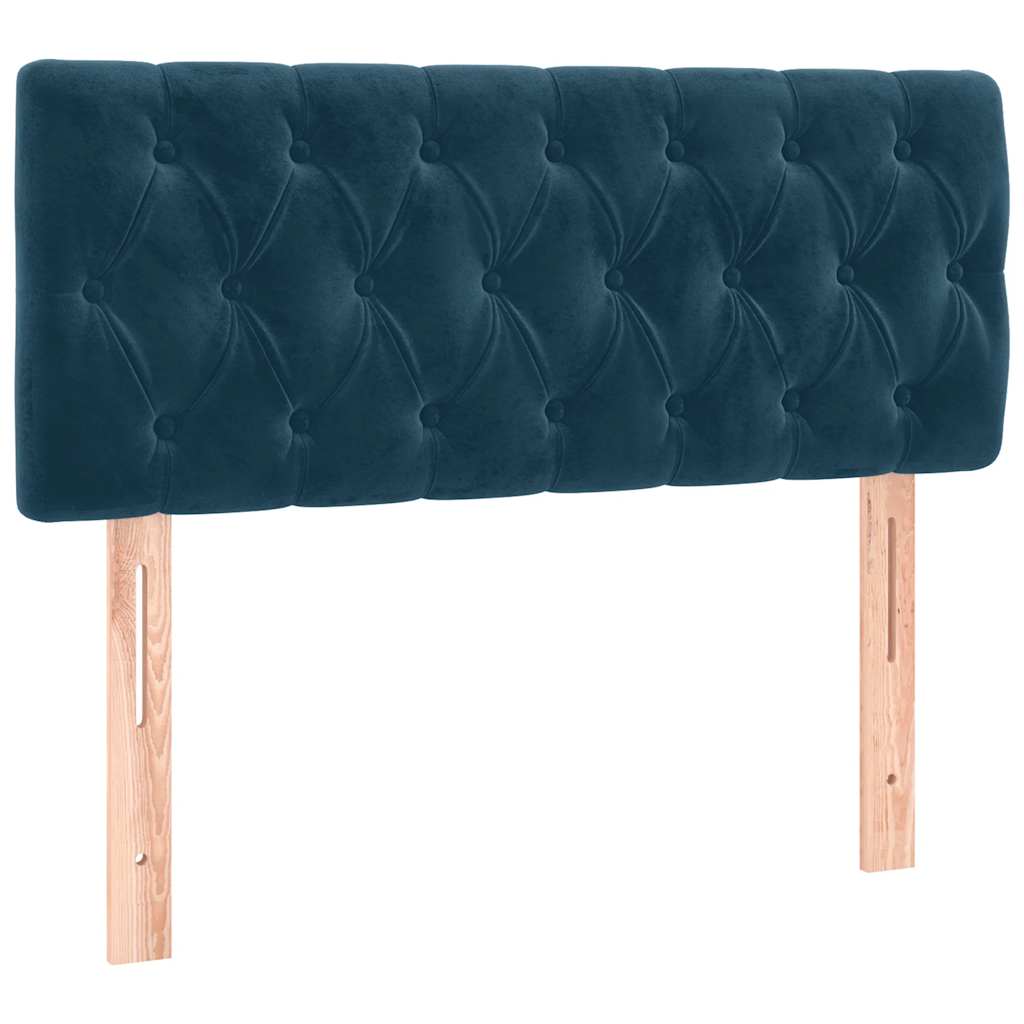 vidaXL Łóżko kontynentalne, materac i LED, niebieski aksamit 90x200 cm