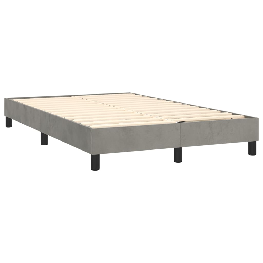 vidaXL Łóżko kontynentalne z materacem i LED, szare 120x200cm, aksamit