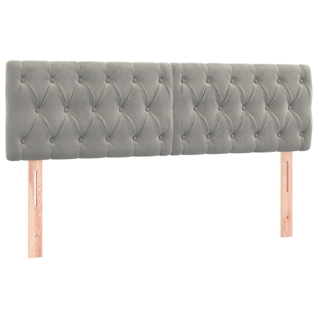 vidaXL Łóżko kontynentalne z materacem i LED, jasnoszare, 140x190cm, aksamit