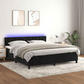vidaXL Łóżko kontynentalne z materacem i LED, czarny aksamit 180x200cm
