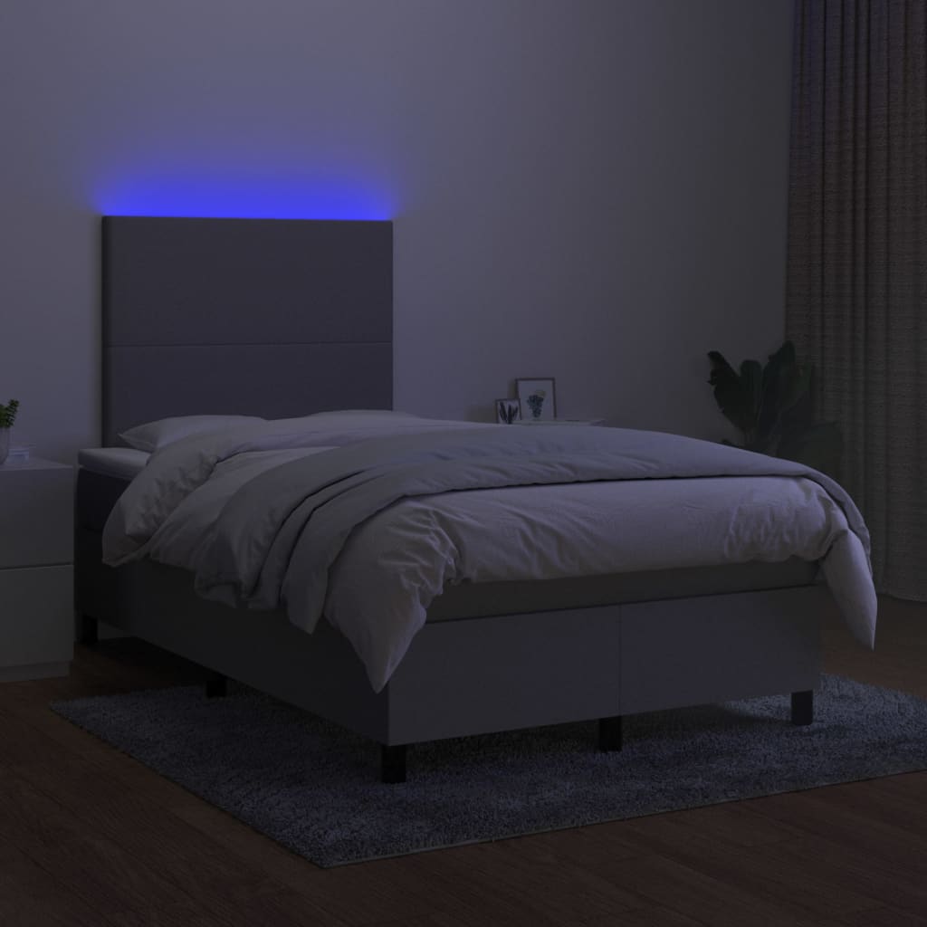vidaXL Łóżko kontynentalne z materacem, jasnoszare 120x200 cm, tkanina