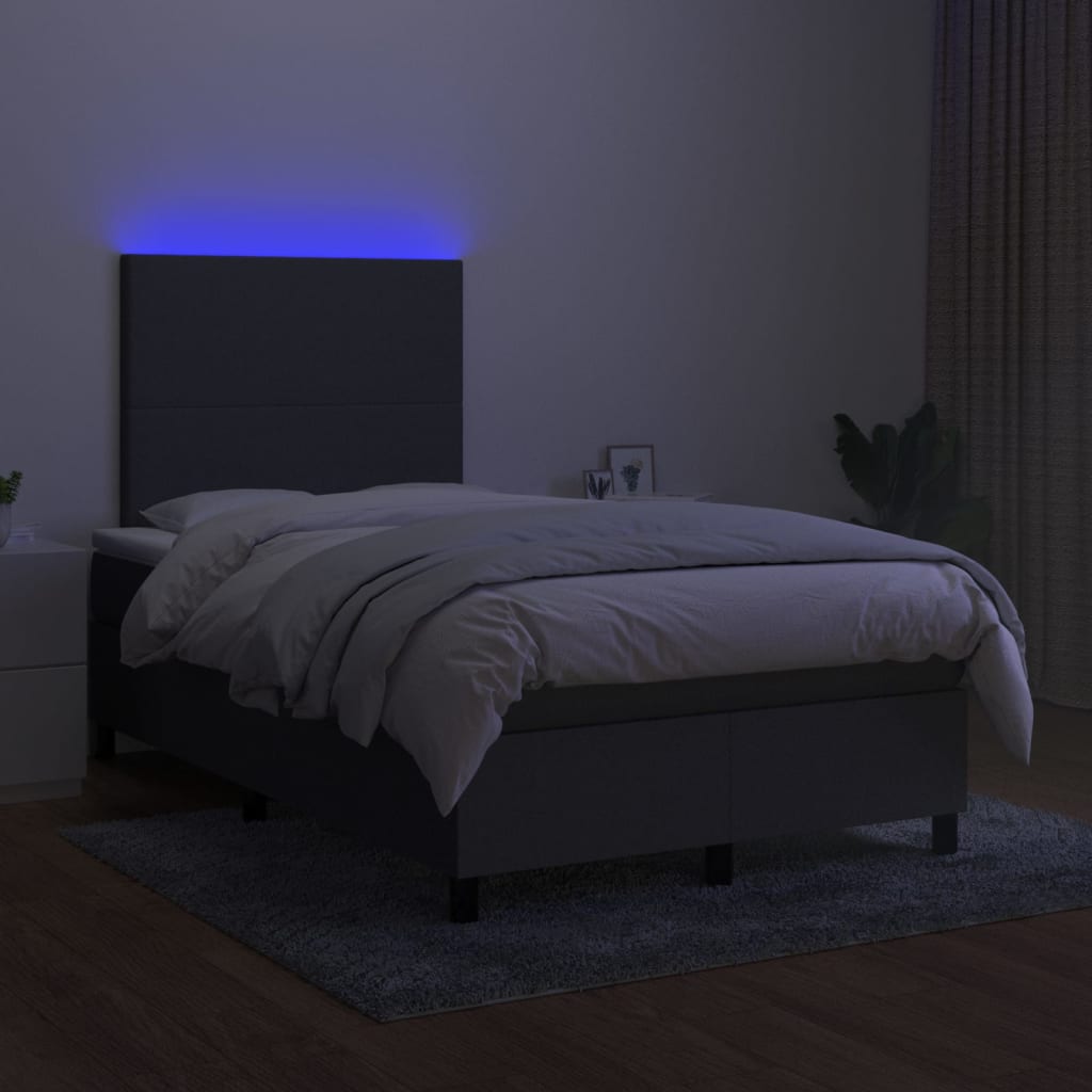 vidaXL Łóżko kontynentalne z materacem, ciemnoszara tkanina 120x200 cm