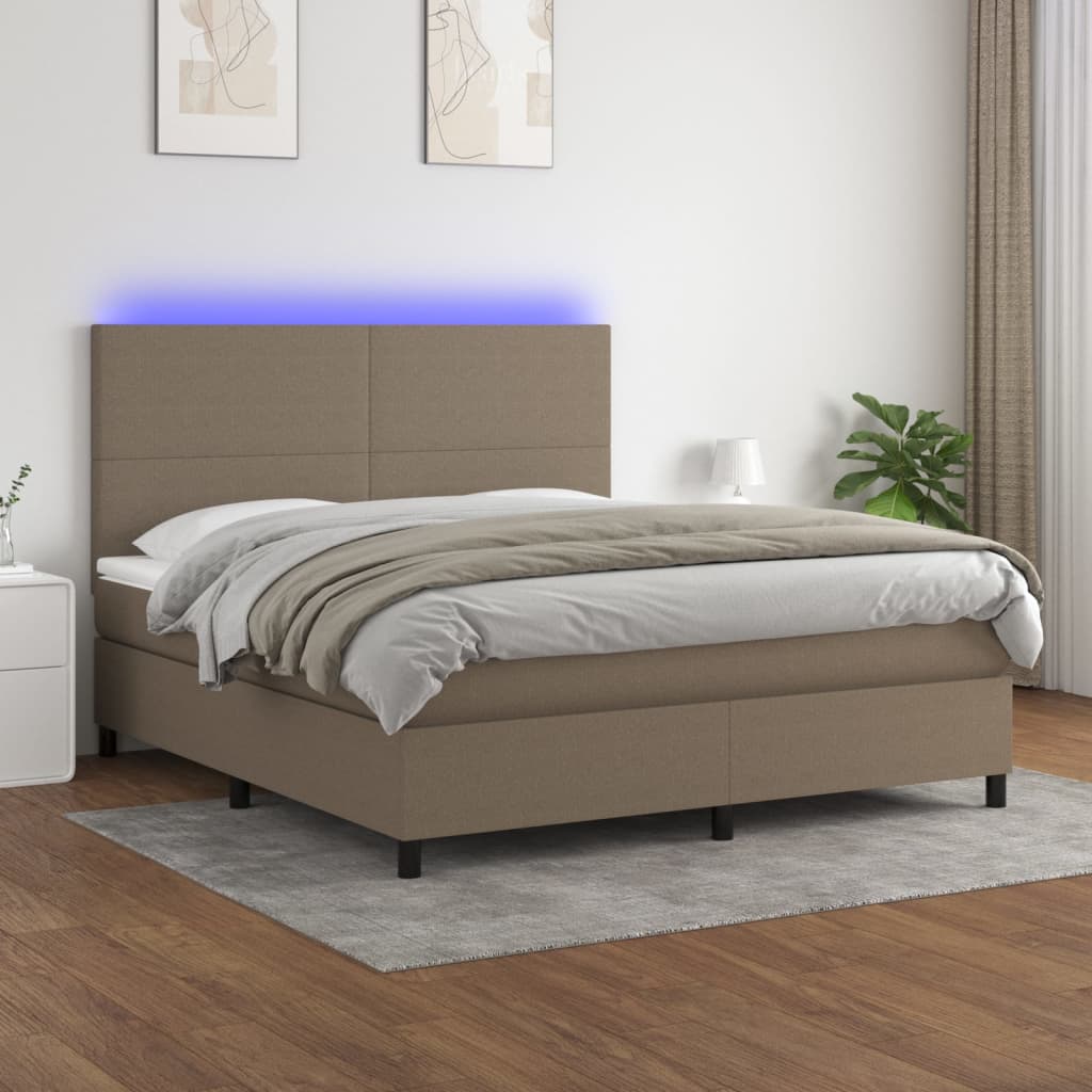 vidaXL Łóżko kontynentalne z materacem, taupe, 160x200 cm, tkanina