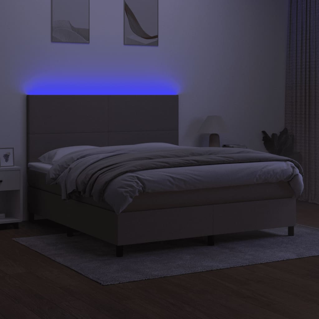 vidaXL Łóżko kontynentalne z materacem, taupe, 180 x 200 cm, tkanina