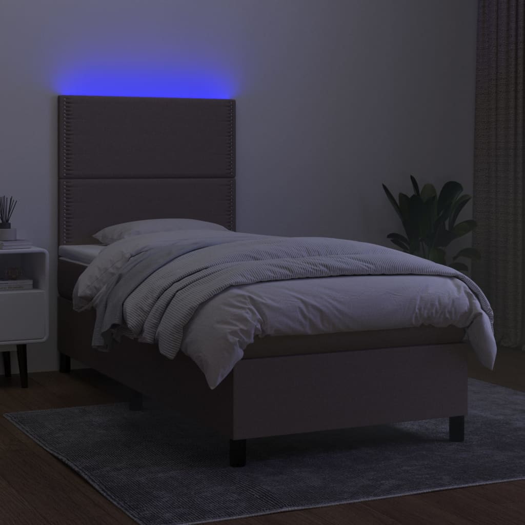 vidaXL Łóżko kontynentalne z materacem, taupe, 90x190 cm, tkanina