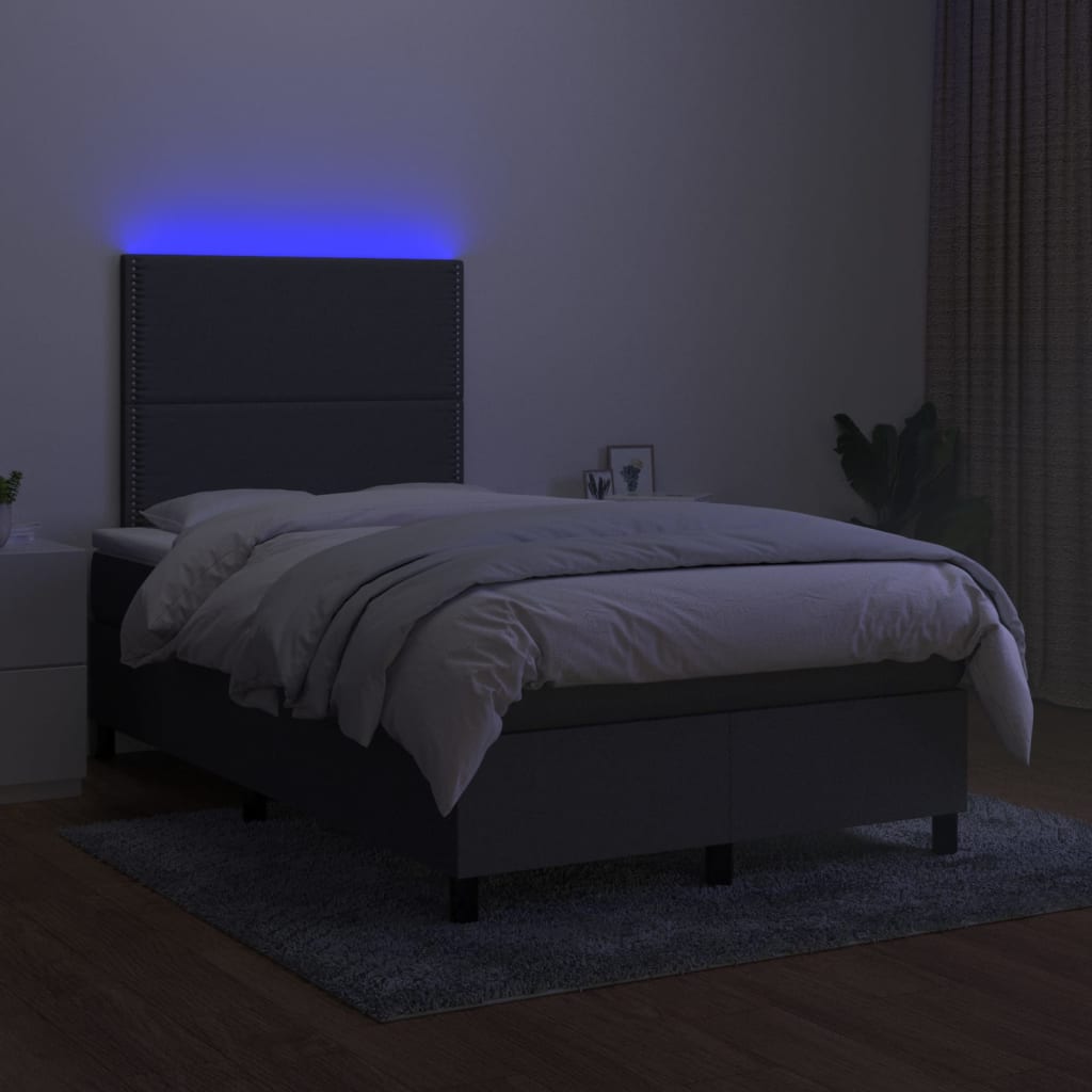 vidaXL Łóżko kontynentalne z materacem, ciemnoszara tkanina 120x200 cm
