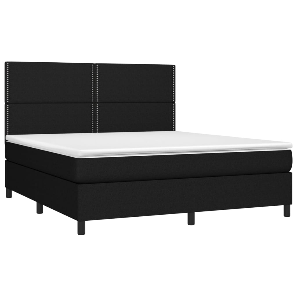 vidaXL Łóżko kontynentalne z materacem, czarne, 180 x 200 cm, tkanina