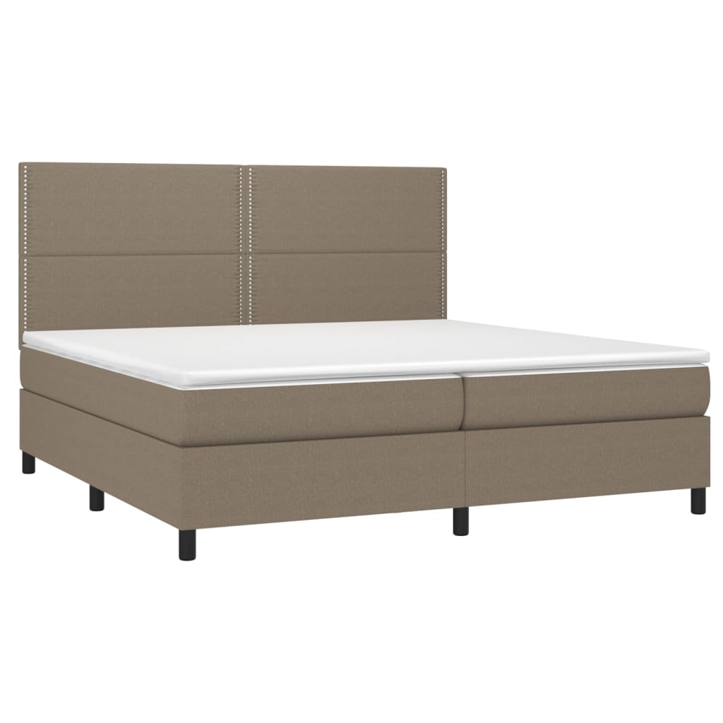 vidaXL Łóżko kontynentalne z materacem, taupe, 200 x 200 cm, tkanina