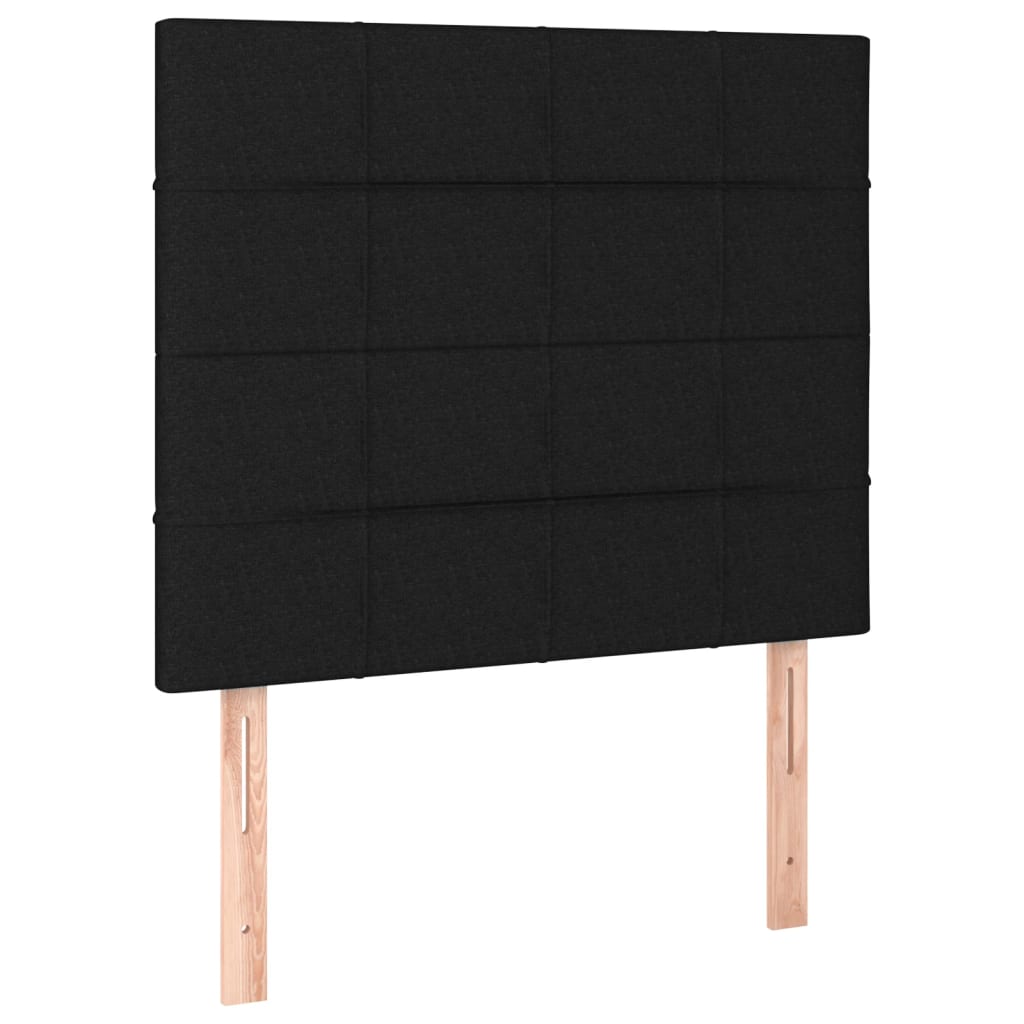 vidaXL Łóżko kontynentalne z materacem, czarne, 90x200 cm, tkanina