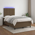 vidaXL Łóżko kontynentalne z materacem, brązowe, 120x200 cm, tkanina