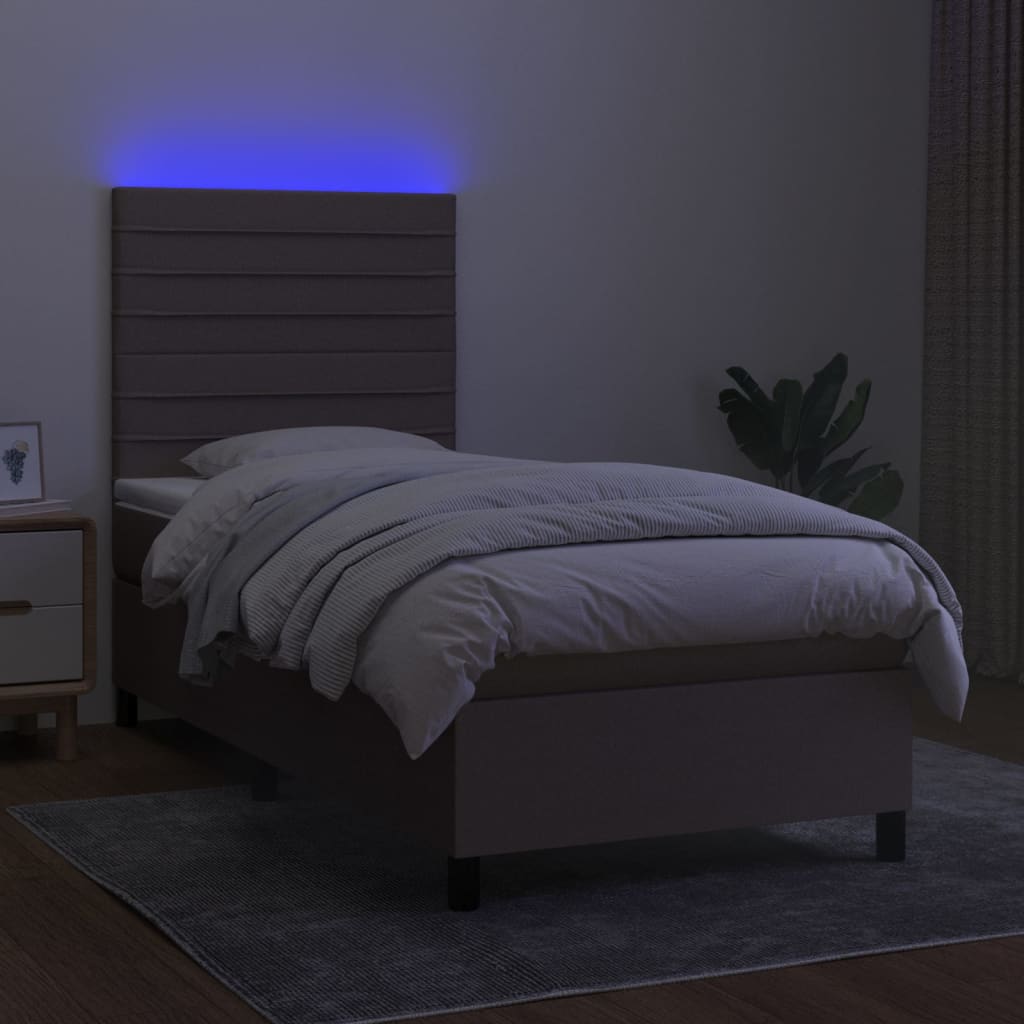 vidaXL Łóżko kontynentalne z materacem, taupe, 80x200 cm, tkanina