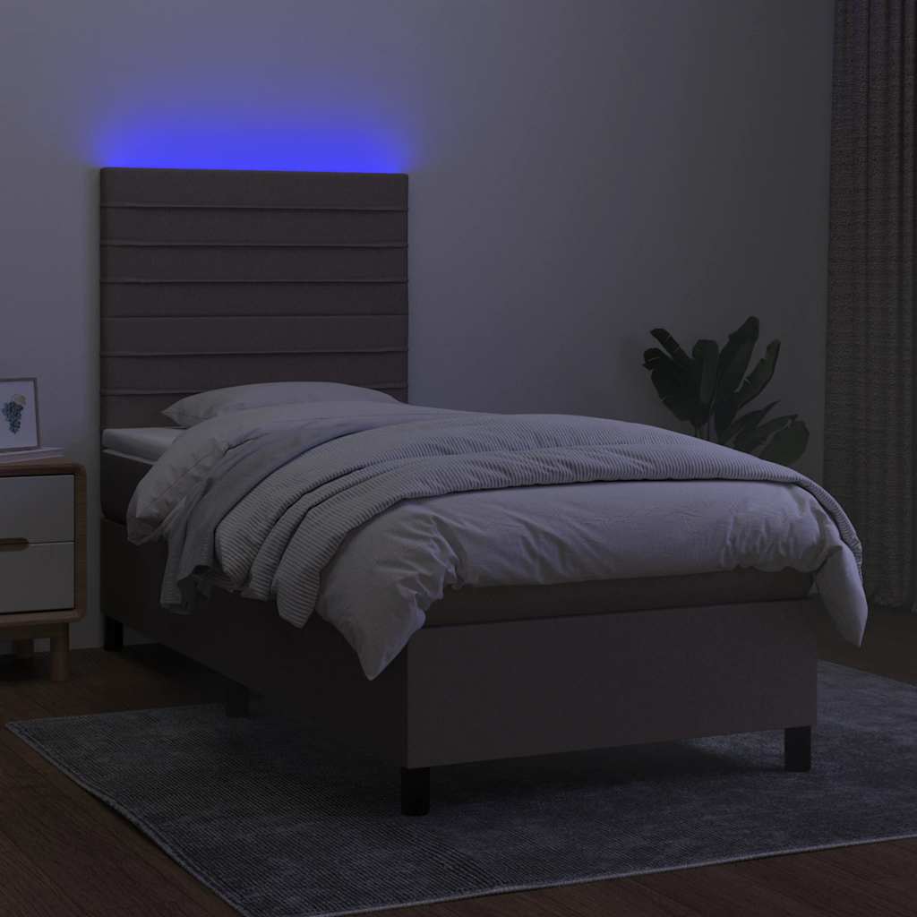 vidaXL Łóżko kontynentalne z materacem, taupe, 90x190 cm, tkanina