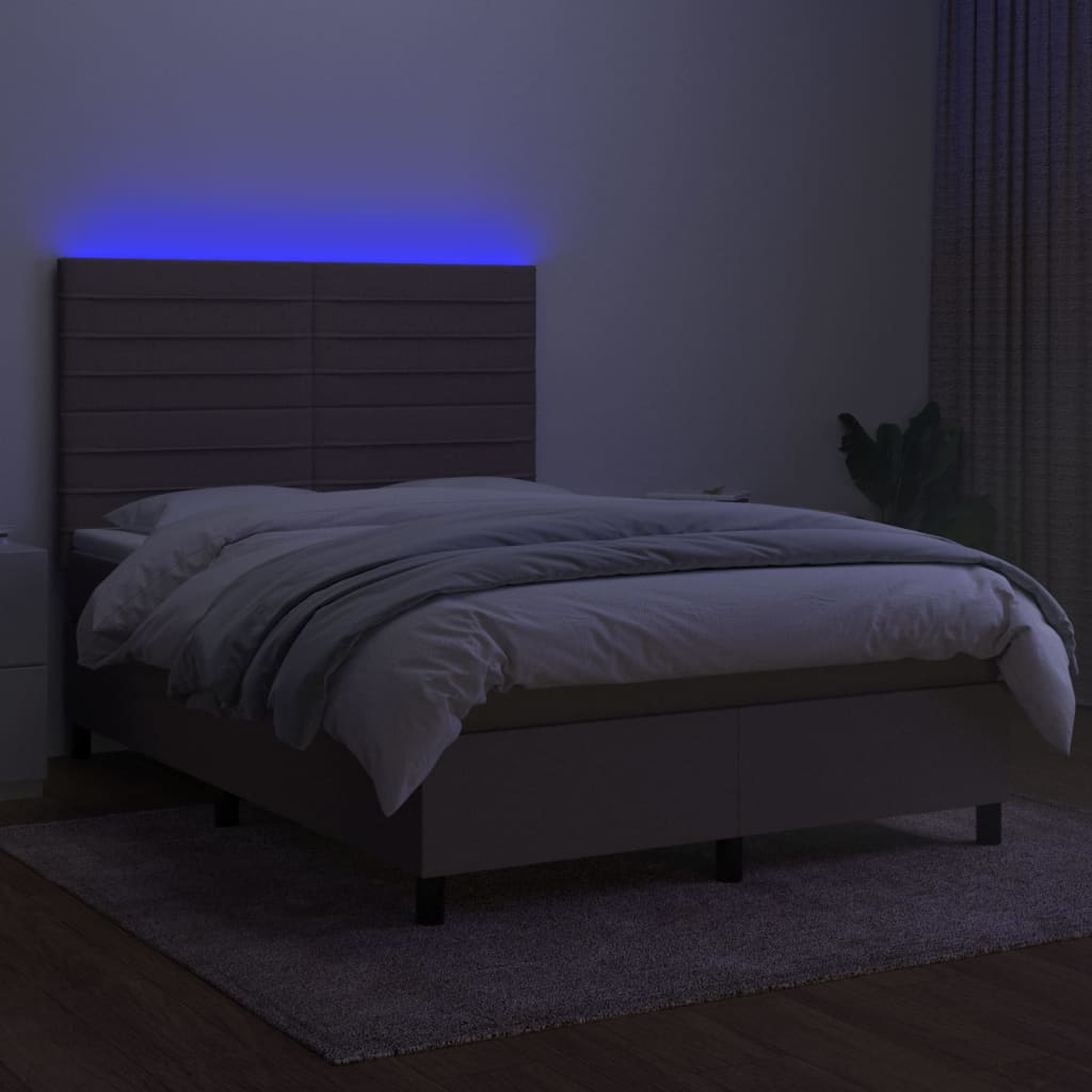 vidaXL Łóżko kontynentalne z materacem, taupe, 140x190 cm, tkanina