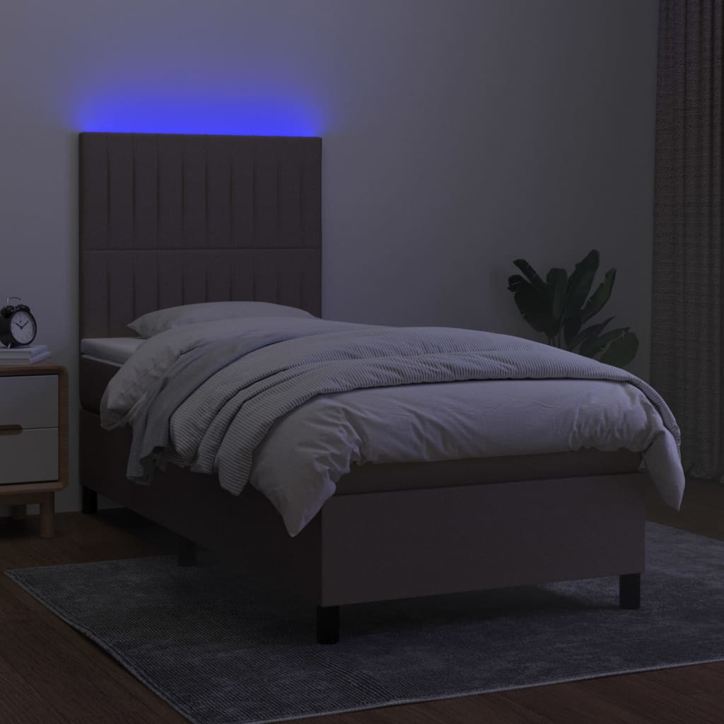 vidaXL Łóżko kontynentalne z materacem, taupe, 80x200 cm, tkanina