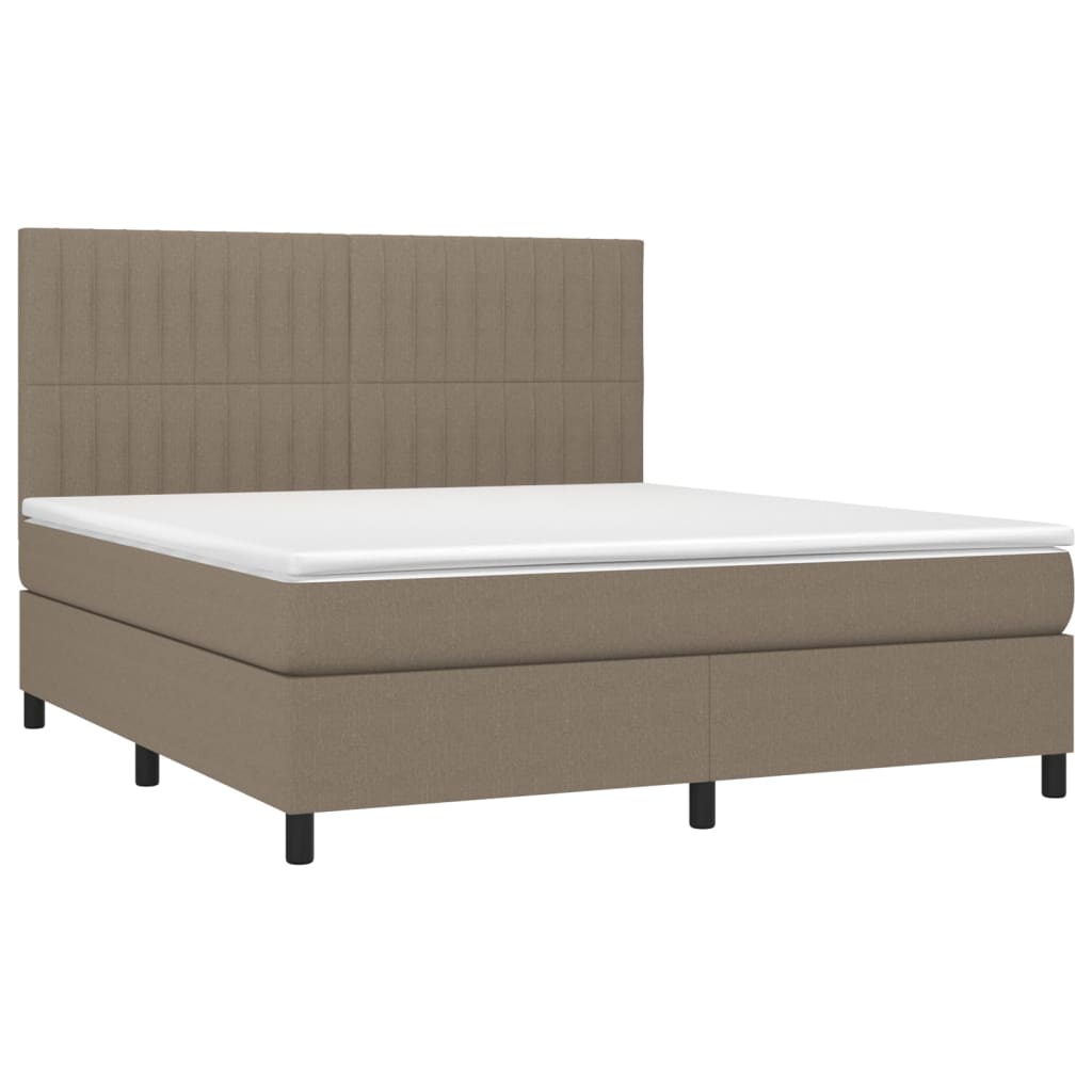 vidaXL Łóżko kontynentalne z materacem, taupe, 180 x 200 cm, tkanina