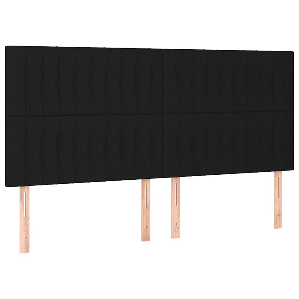 vidaXL Łóżko kontynentalne z materacem, czarne, 200 x 200 cm, tkanina