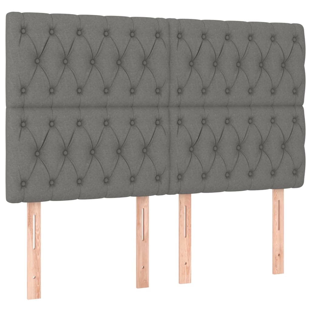 vidaXL Łóżko kontynentalne z materacem, ciemnoszara tkanina, 160x200cm