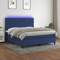 vidaXL Łóżko kontynentalne z materacem, niebieskie 160x200 cm, tkanina