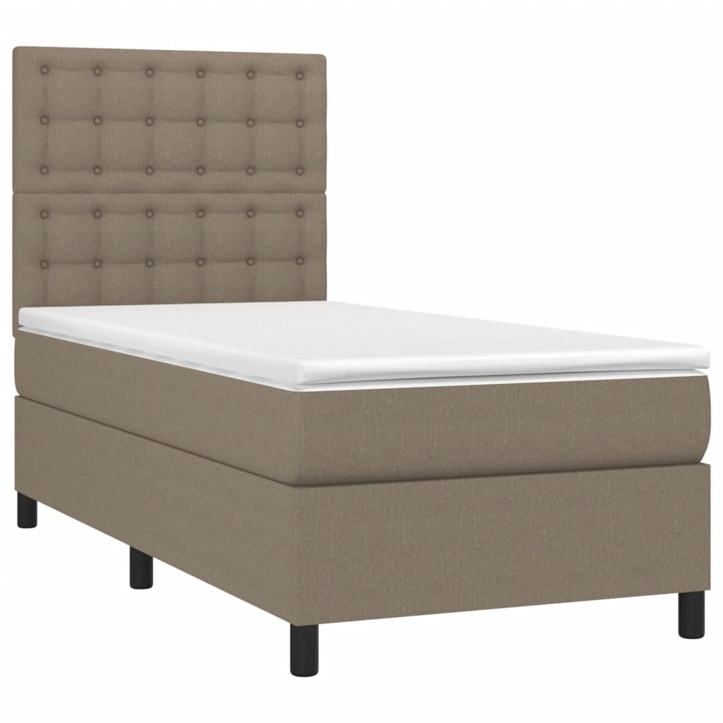 vidaXL Łóżko kontynentalne z materacem, taupe, 80x200 cm, tkanina