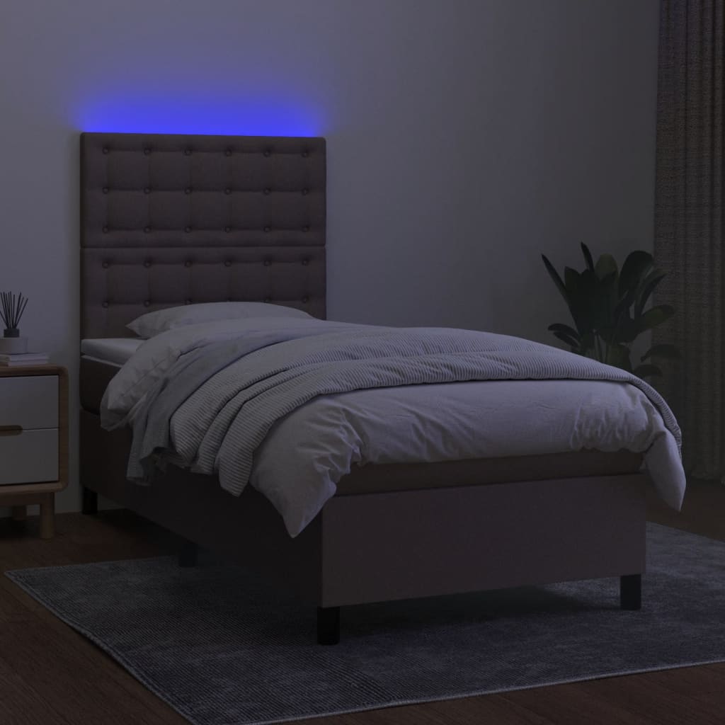 vidaXL Łóżko kontynentalne z materacem, taupe, 80x200 cm, tkanina