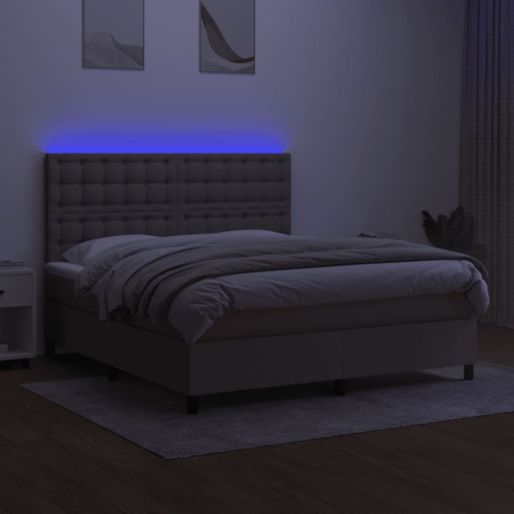 vidaXL Łóżko kontynentalne z materacem, taupe, 160x200 cm, tkanina