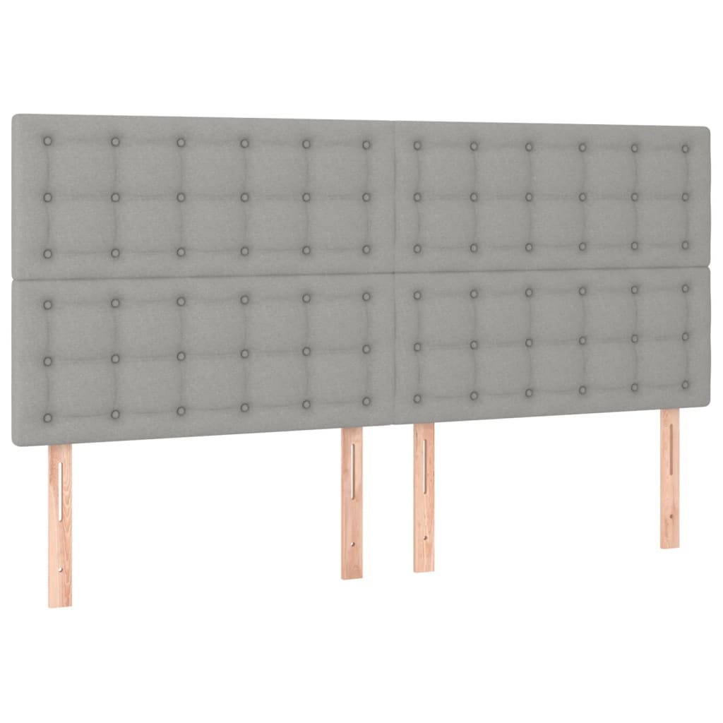 vidaXL Łóżko kontynentalne z materacem, jasnoszare, 200x200cm, tkanina