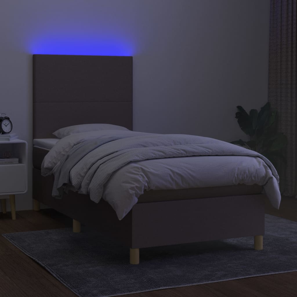 vidaXL Łóżko kontynentalne z materacem, taupe, 100x200 cm, tkanina