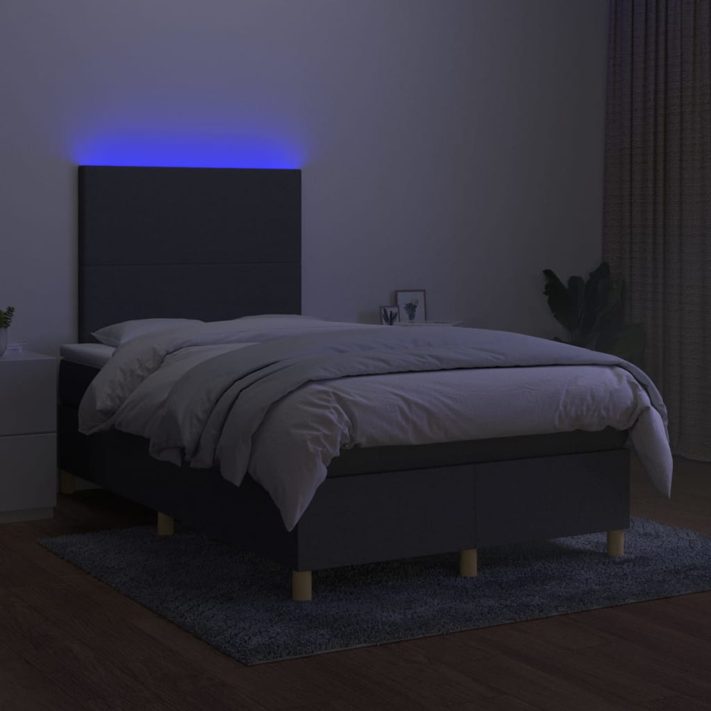 vidaXL Łóżko kontynentalne z materacem, ciemnoszara tkanina 120x200 cm