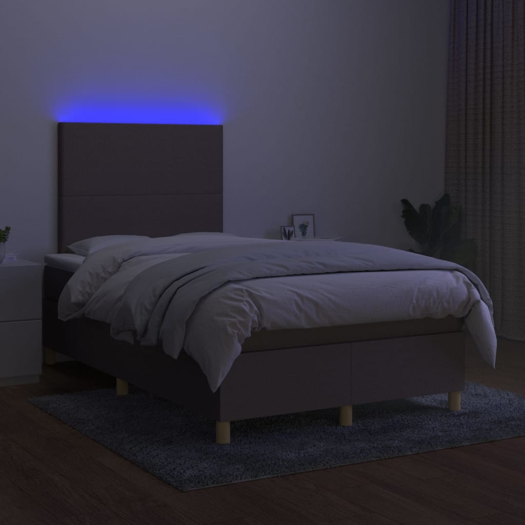 vidaXL Łóżko kontynentalne z materacem, taupe, 120x200 cm, tkanina