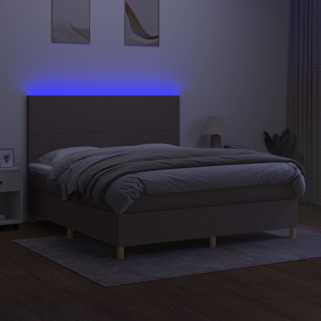 vidaXL Łóżko kontynentalne z materacem, taupe, 180 x 200 cm, tkanina