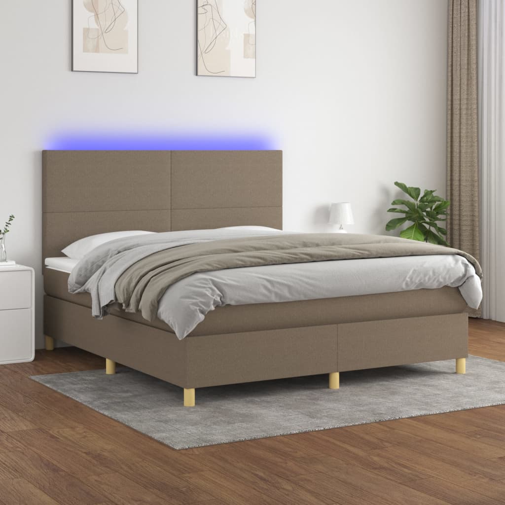 vidaXL Łóżko kontynentalne z materacem, taupe, 180 x 200 cm, tkanina