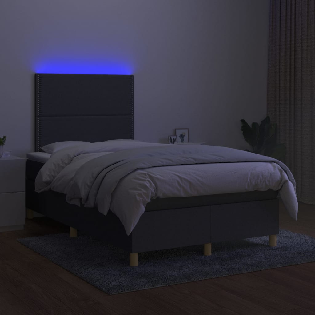 vidaXL Łóżko kontynentalne z materacem, ciemnoszara tkanina 120x200 cm