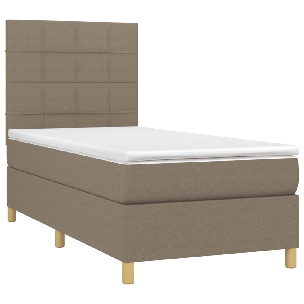 vidaXL Łóżko kontynentalne z materacem, taupe, 90x200 cm, tkanina