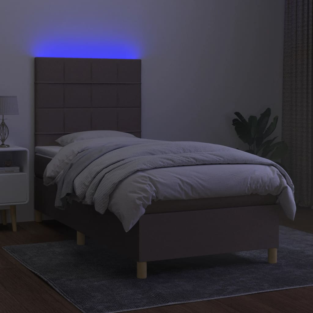 vidaXL Łóżko kontynentalne z materacem, taupe, 100x200 cm, tkanina
