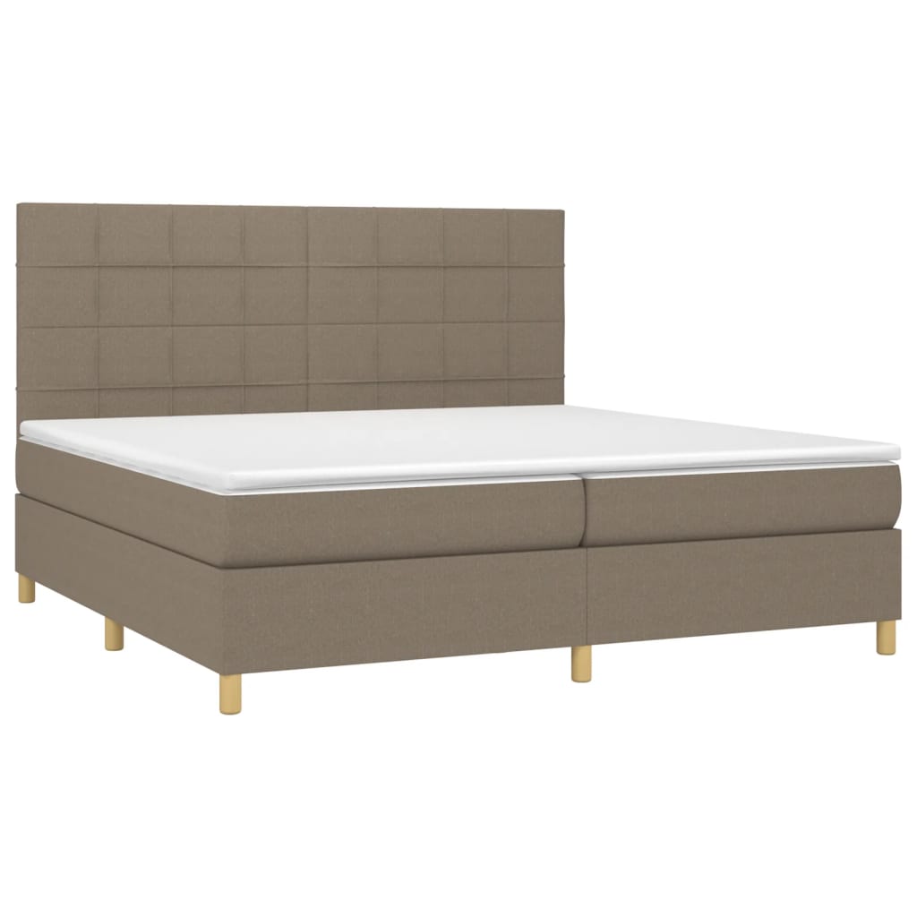 vidaXL Łóżko kontynentalne z materacem, taupe, 200 x 200 cm, tkanina