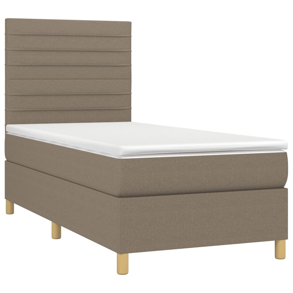 vidaXL Łóżko kontynentalne z materacem, taupe, 90x190 cm, tkanina