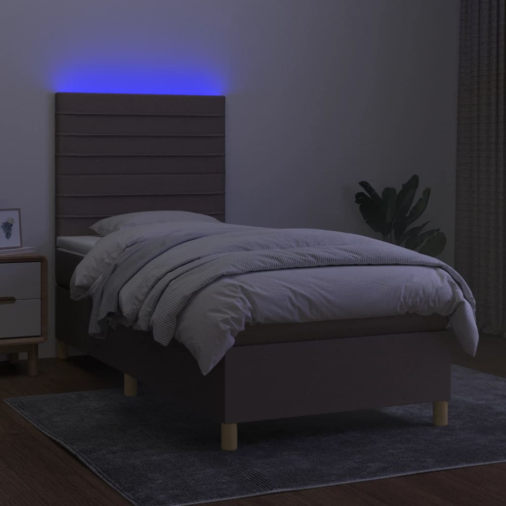 vidaXL Łóżko kontynentalne z materacem, taupe, 90x190 cm, tkanina