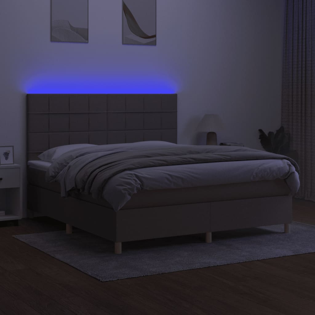 vidaXL Łóżko kontynentalne z materacem, taupe, 180 x 200 cm, tkanina