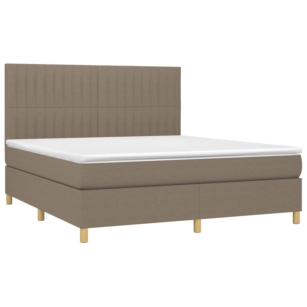 vidaXL Łóżko kontynentalne z materacem, taupe, 180 x 200 cm, tkanina