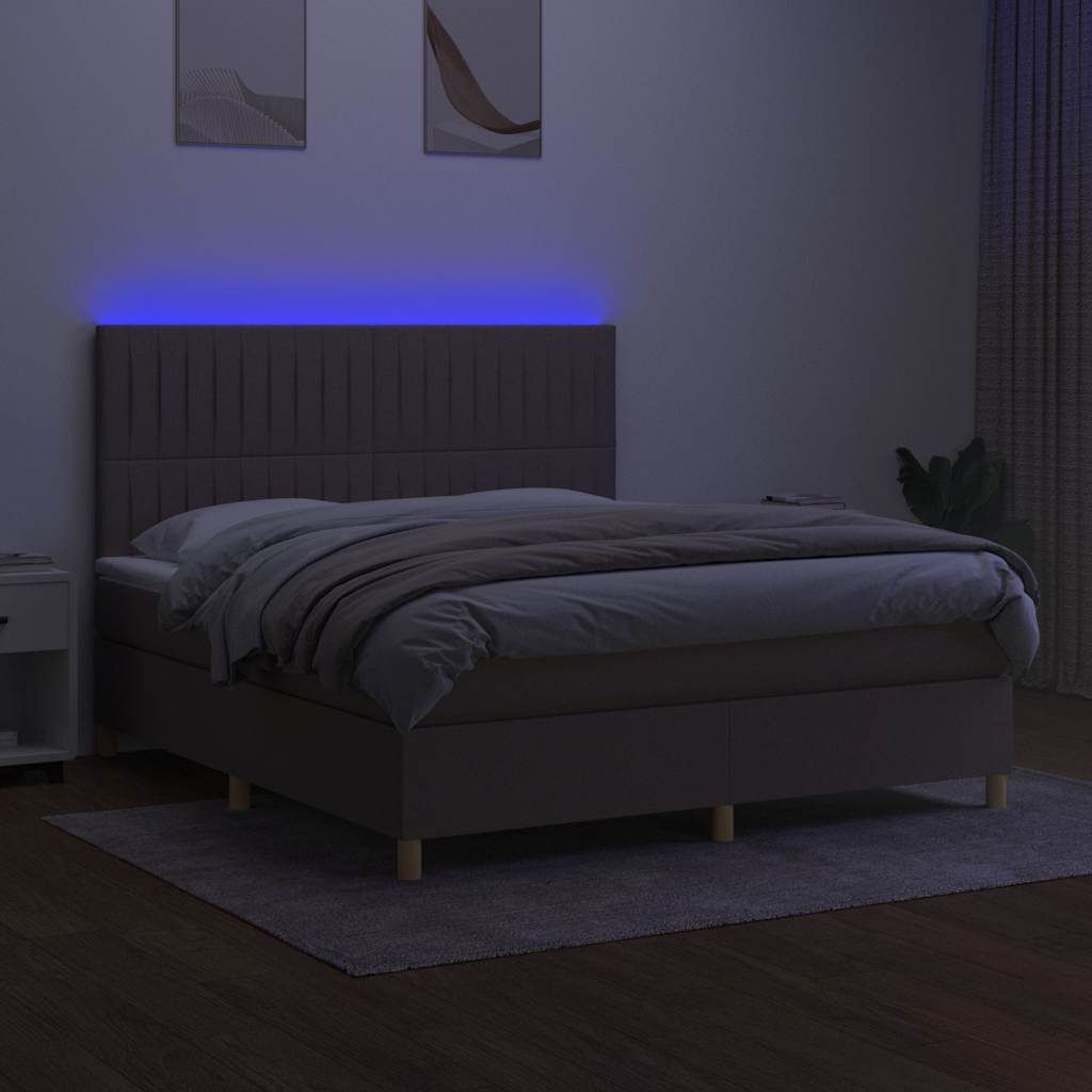 vidaXL Łóżko kontynentalne z materacem, taupe, 180 x 200 cm, tkanina