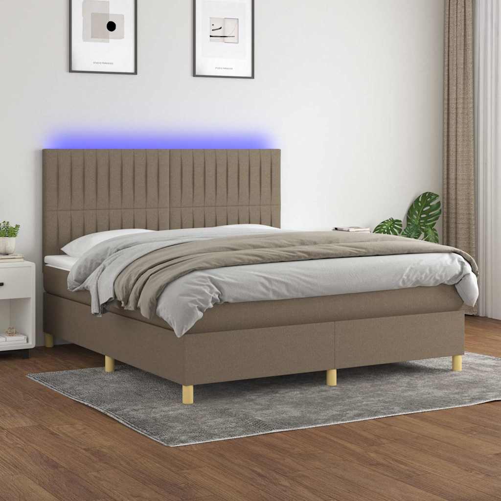 vidaXL Łóżko kontynentalne z materacem, taupe, 180 x 200 cm, tkanina