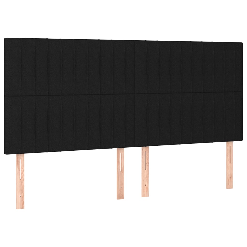 vidaXL Łóżko kontynentalne z materacem, czarne, 200 x 200 cm, tkanina
