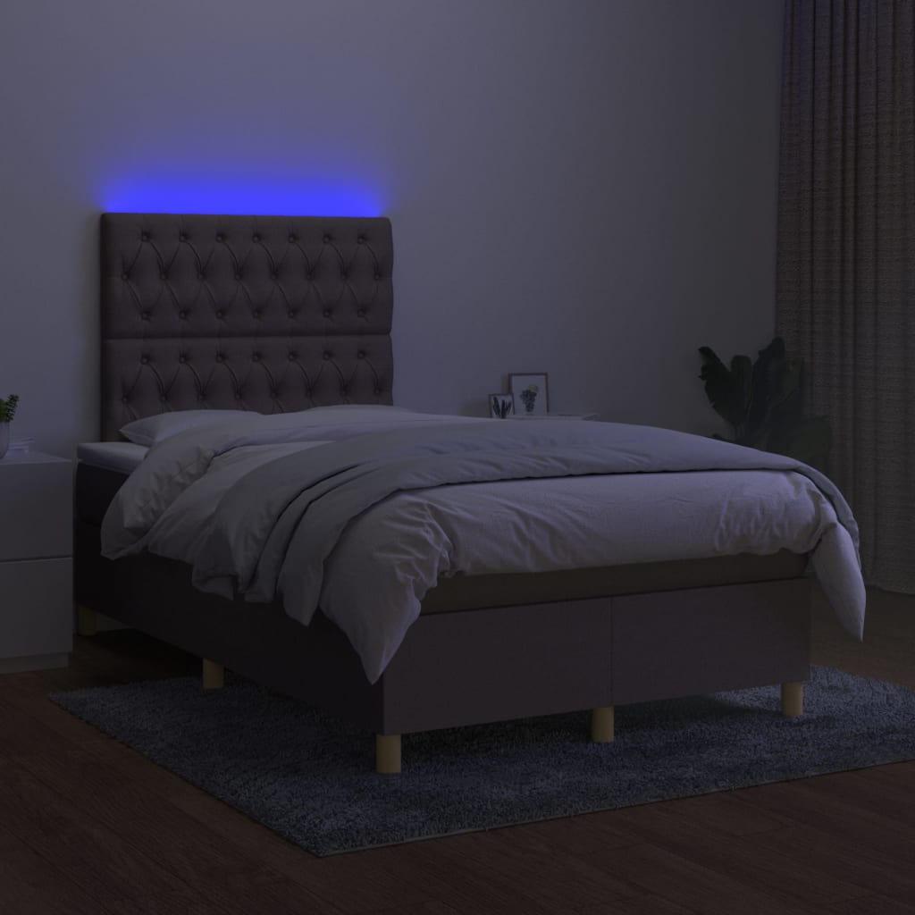 vidaXL Łóżko kontynentalne z materacem, taupe, 120x200 cm, tkanina