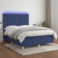 vidaXL Łóżko kontynentalne z materacem, niebieskie 140x190 cm, tkanina