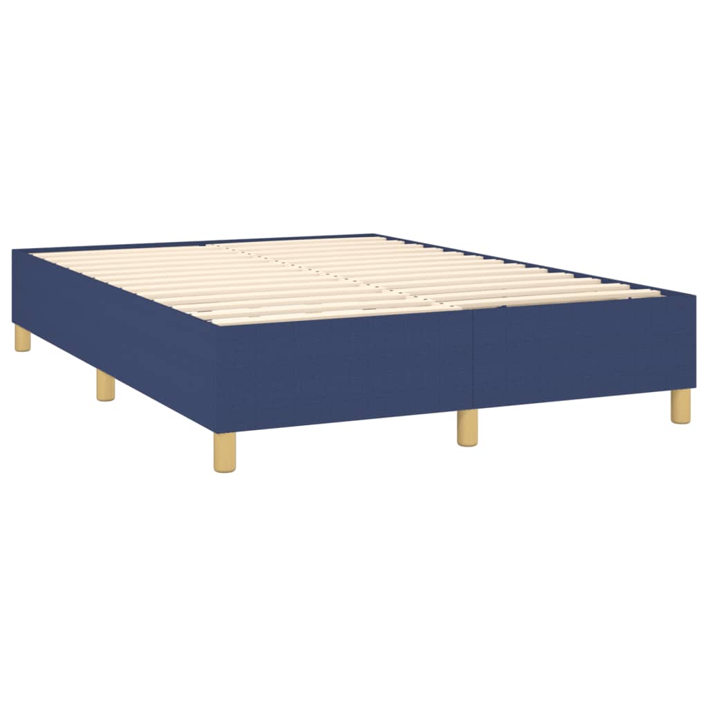 vidaXL Łóżko kontynentalne z materacem, niebieskie 140x200 cm, tkanina