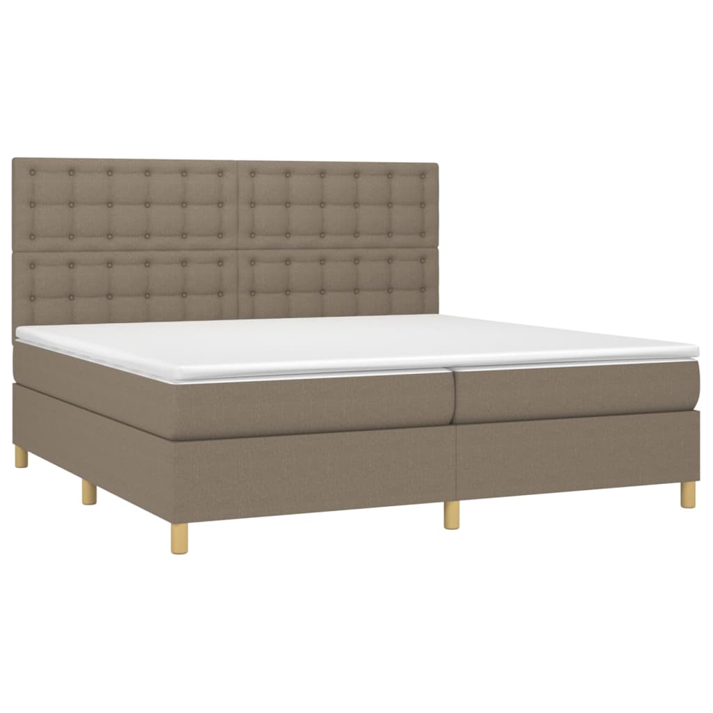 vidaXL Łóżko kontynentalne z materacem, taupe, 200 x 200 cm, tkanina