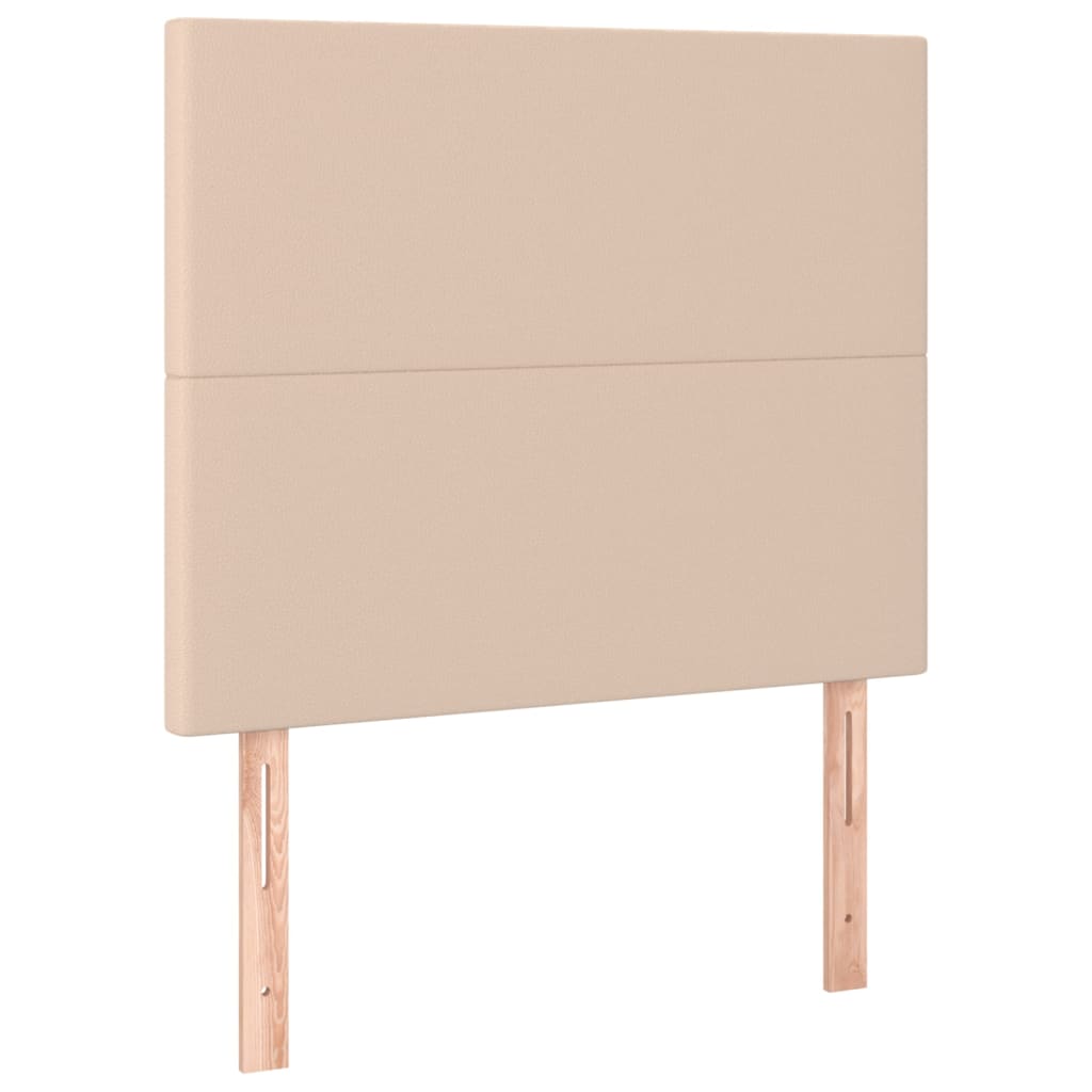 vidaXL Łóżko kontynentalne, materac i LED cappuccino ekoskóra 80x200cm